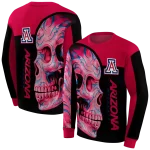 arizona wildcats skull motif red black hoodie best selling