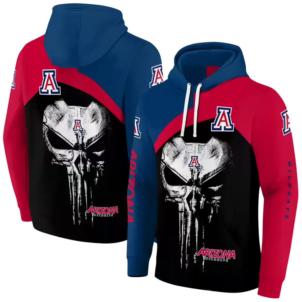 arizona wildcats skull punisher navy black hoodie fashion forward arizona wildcats skull punisher navy black hoodie fashion forward