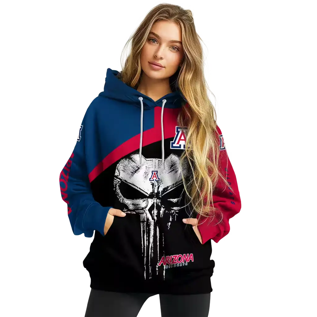 arizona wildcats skull punisher navy black hoodie high quality arizona wildcats skull punisher navy black hoodie high quality