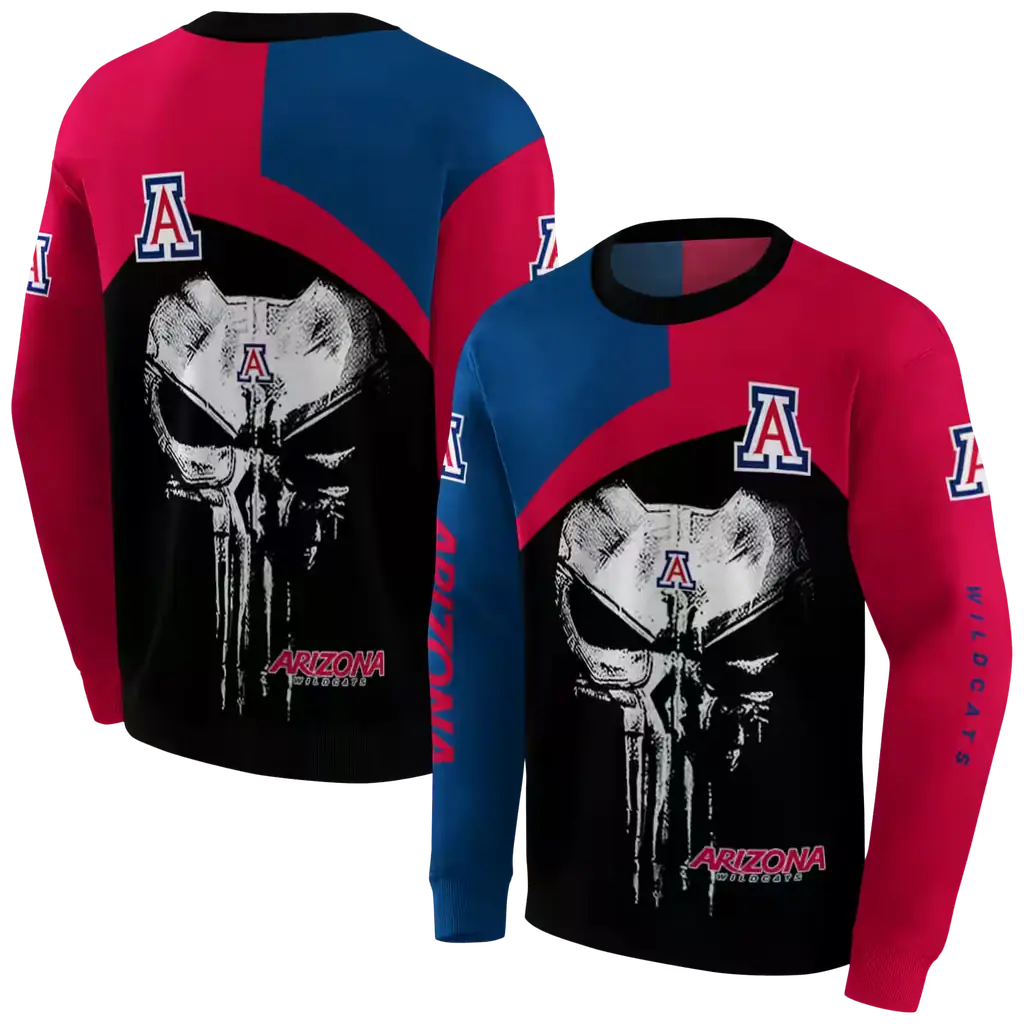 arizona wildcats skull punisher navy black hoodie premium grade arizona wildcats skull punisher navy black hoodie premium grade