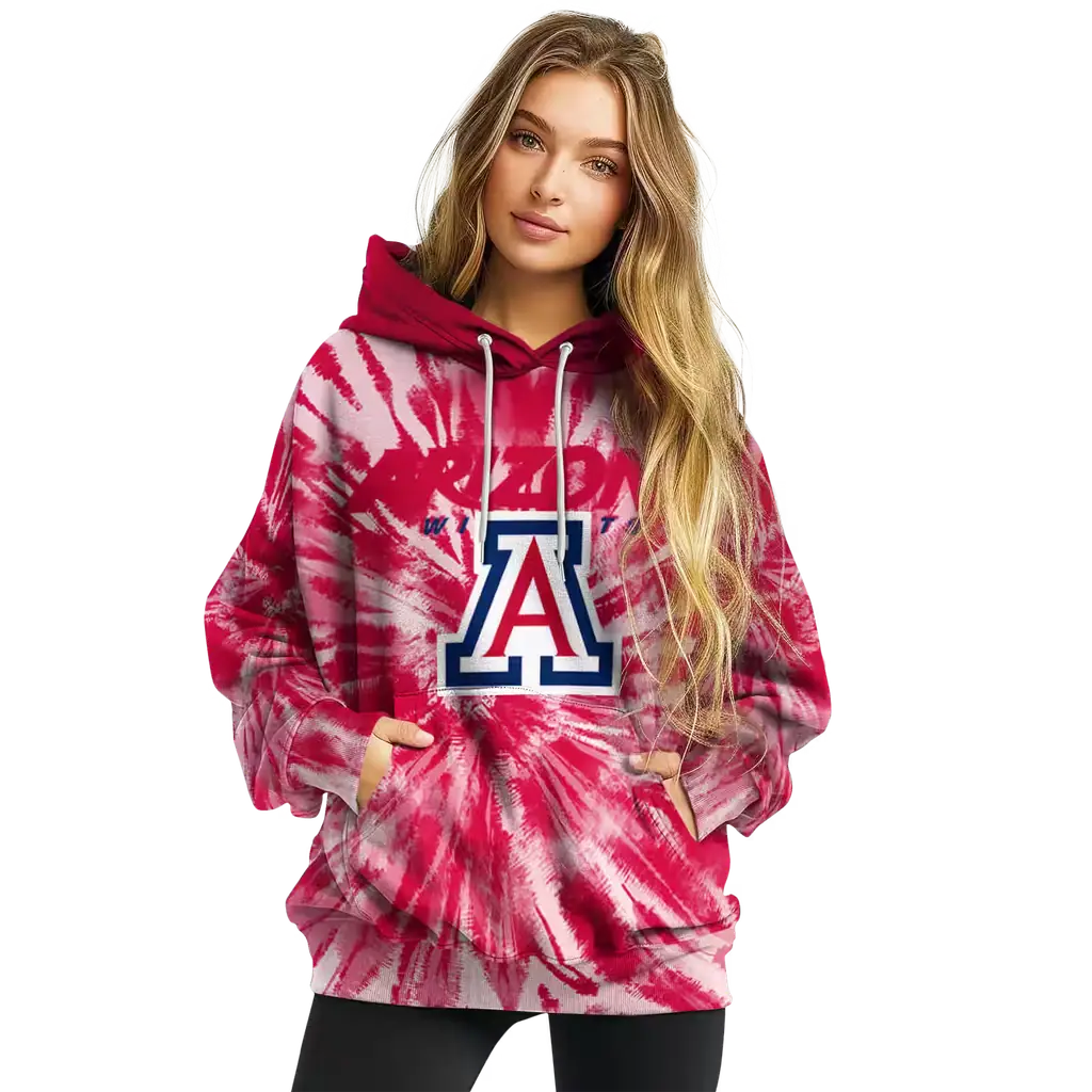 arizona wildcats tie dye pattern red hoodie high quality arizona wildcats tie dye pattern red hoodie high quality