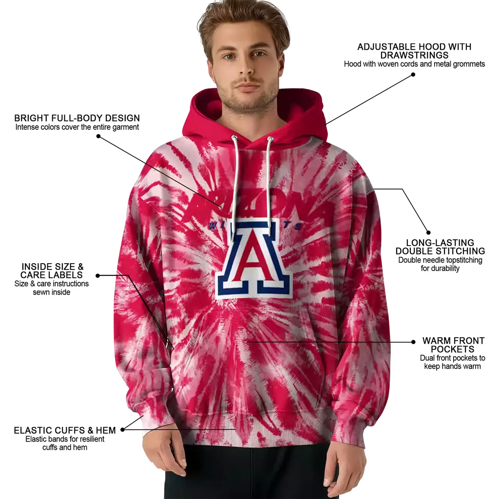 arizona wildcats tie dye pattern red hoodie latest model arizona wildcats tie dye pattern red hoodie latest model