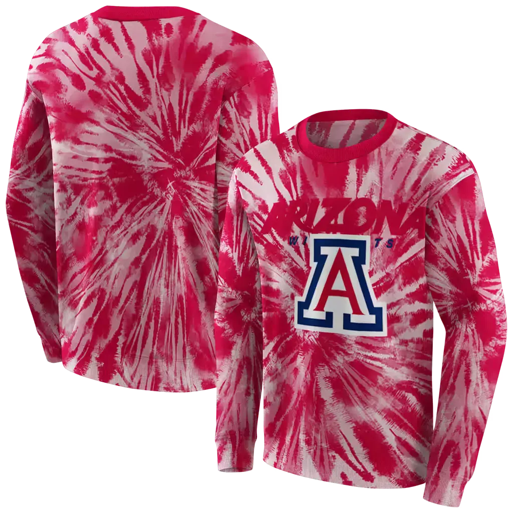 arizona wildcats tie dye pattern red hoodie premium grade arizona wildcats tie dye pattern red hoodie premium grade