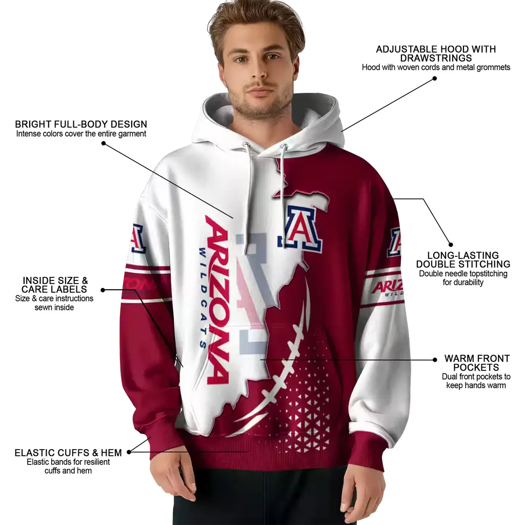 arizona wildcats triangular pattern red white hoodie latest model arizona wildcats triangular pattern red white hoodie latest model