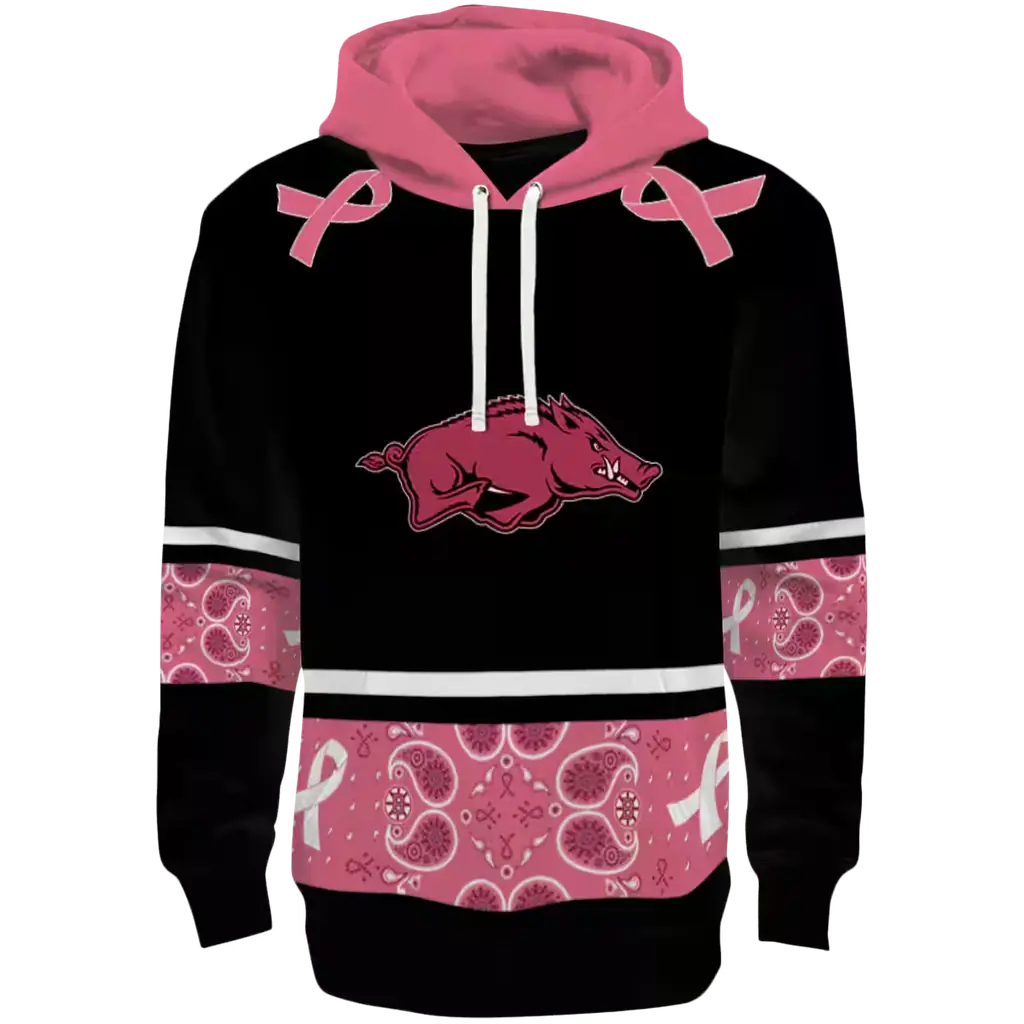 arkansas razorbacks awareness ribbon black pink hoodie best selling arkansas razorbacks awareness ribbon black pink hoodie best selling