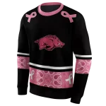 arkansas razorbacks awareness ribbon black pink hoodie best selling