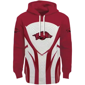arkansas razorbacks concentric lines red black hoodie best selling
