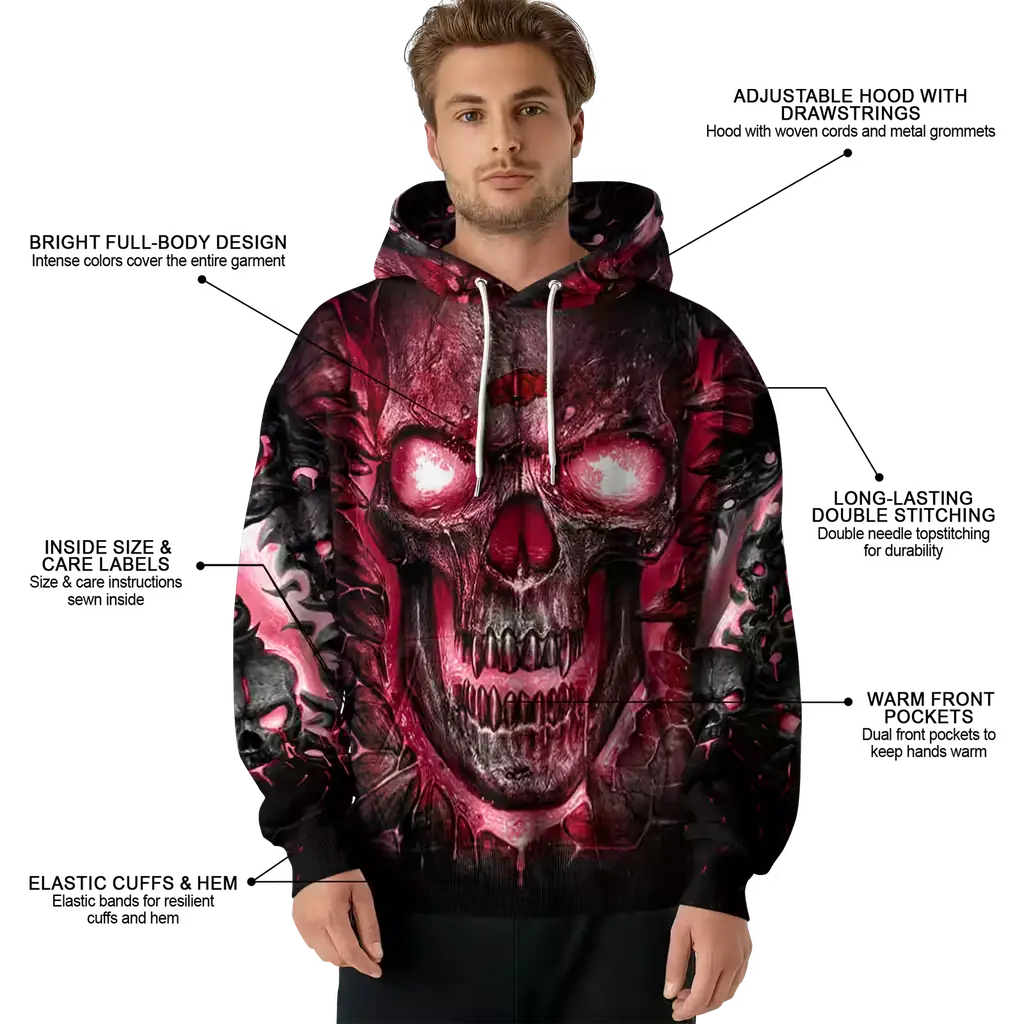 arkansas razorbacks demonic skull red black hoodie latest model arkansas razorbacks demonic skull red black hoodie latest model