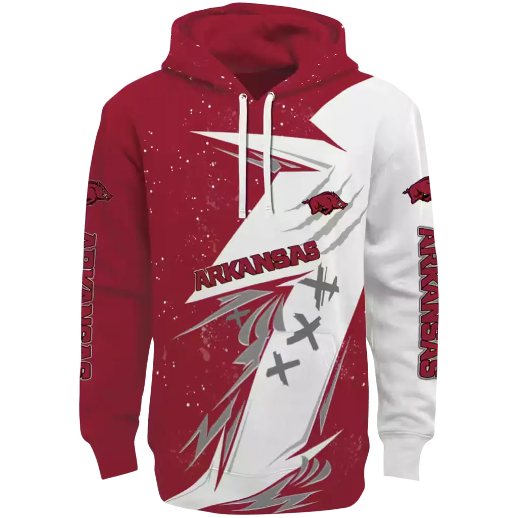arkansas razorbacks dynamic slash red white hoodie best selling arkansas razorbacks dynamic slash red white hoodie best selling