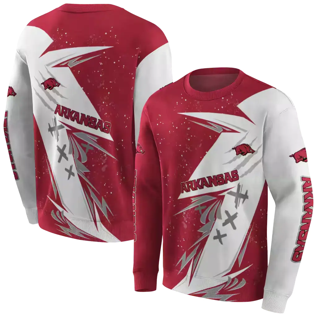 arkansas razorbacks dynamic slash red white hoodie premium grade arkansas razorbacks dynamic slash red white hoodie premium grade