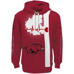 arkansas razorbacks football heartbeat red hoodie best selling