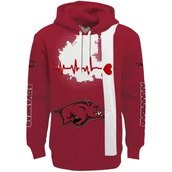 arkansas razorbacks football heartbeat red hoodie best selling