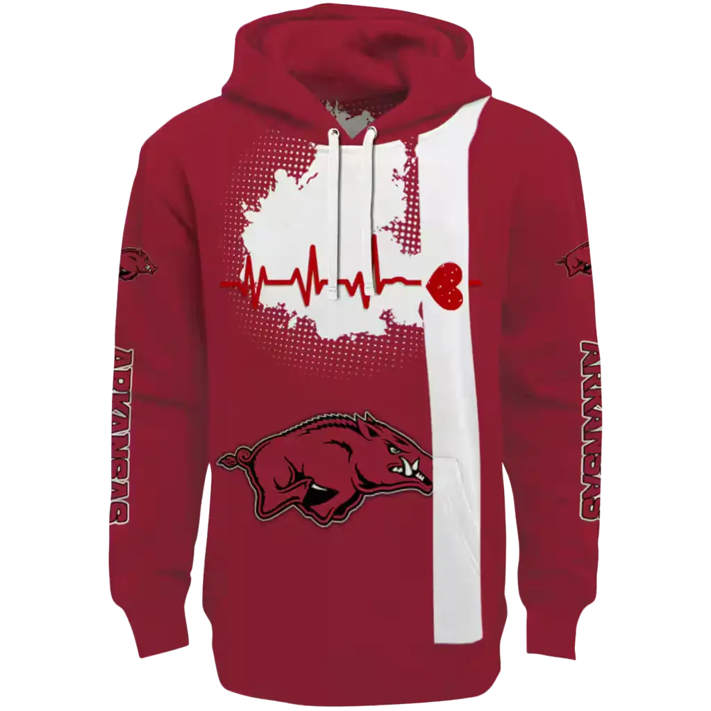 arkansas razorbacks football heartbeat red hoodie best selling arkansas razorbacks football heartbeat red hoodie best selling