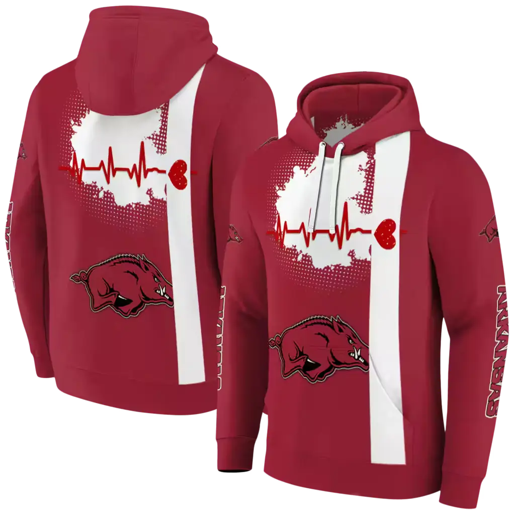 arkansas razorbacks football heartbeat red hoodie fashion forward arkansas razorbacks football heartbeat red hoodie fashion forward
