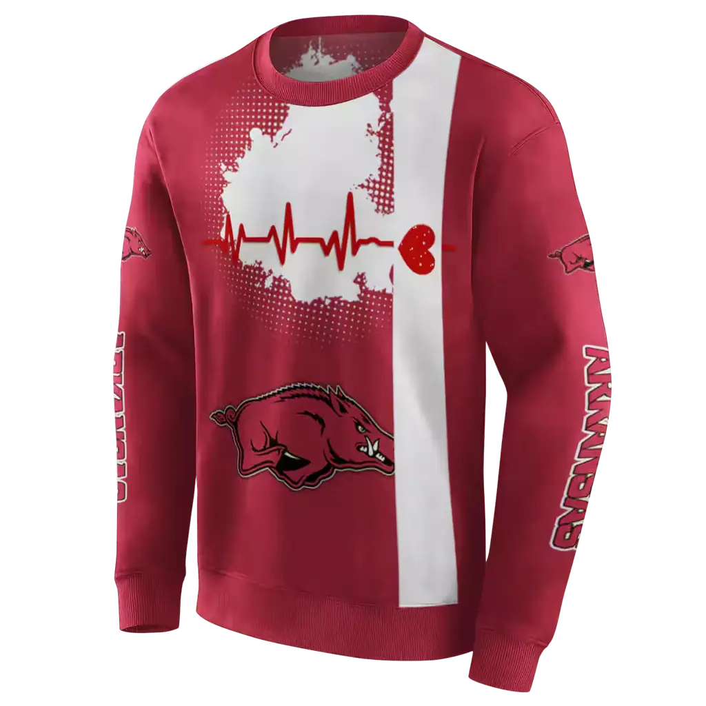 arkansas razorbacks football heartbeat red hoodie new arrival arkansas razorbacks football heartbeat red hoodie new arrival