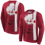 arkansas razorbacks football heartbeat red hoodie best selling