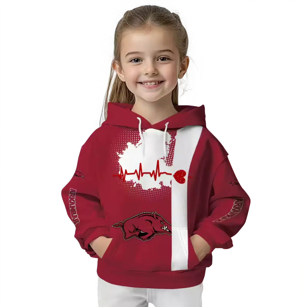 arkansas razorbacks football heartbeat red hoodie top rated arkansas razorbacks football heartbeat red hoodie top rated