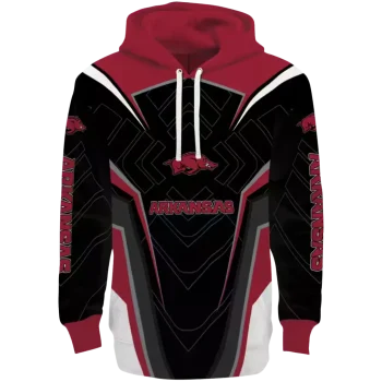 arkansas razorbacks futuristic pattern red black hoodie best selling