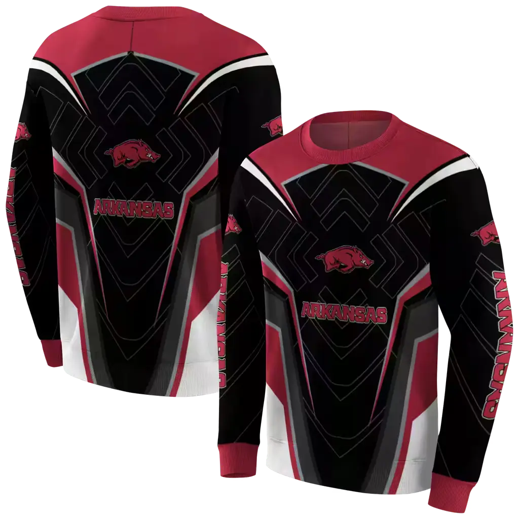 arkansas razorbacks futuristic pattern red black hoodie premium grade arkansas razorbacks futuristic pattern red black hoodie premium grade