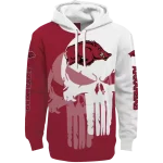arkansas razorbacks graphic punisher red white hoodie best selling