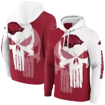 arkansas razorbacks graphic punisher red white hoodie best selling