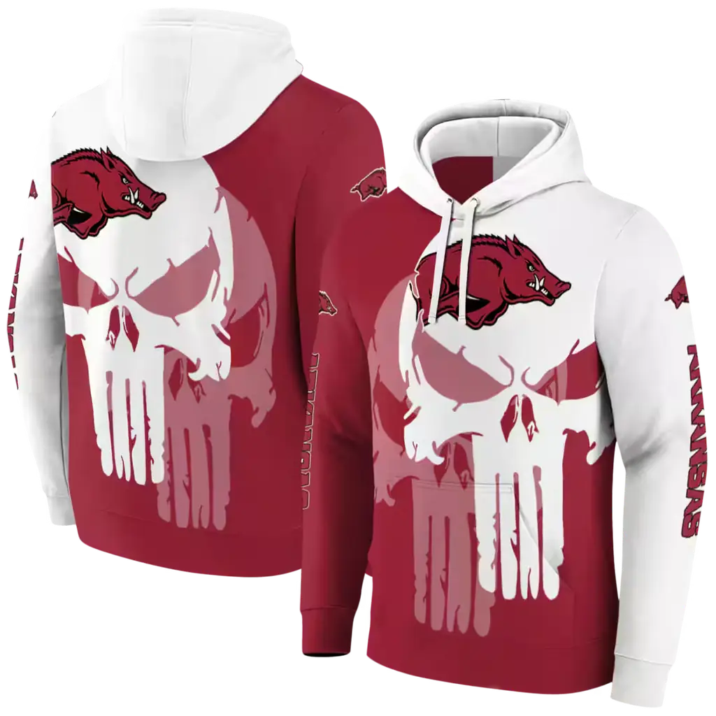 arkansas razorbacks graphic punisher red white hoodie fashion forward arkansas razorbacks graphic punisher red white hoodie fashion forward