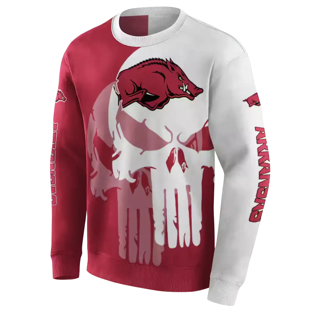 arkansas razorbacks graphic punisher red white hoodie new arrival arkansas razorbacks graphic punisher red white hoodie new arrival