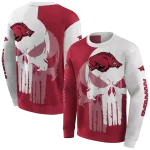 arkansas razorbacks graphic punisher red white hoodie best selling
