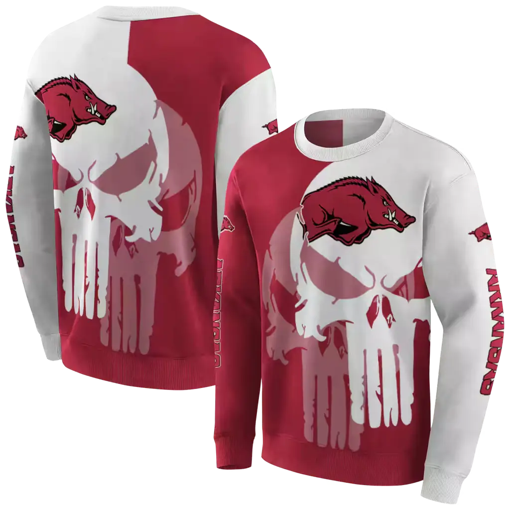 arkansas razorbacks graphic punisher red white hoodie premium grade arkansas razorbacks graphic punisher red white hoodie premium grade