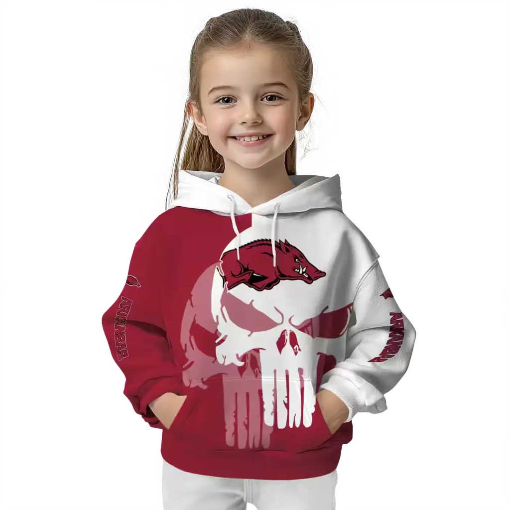 arkansas razorbacks graphic punisher red white hoodie top rated arkansas razorbacks graphic punisher red white hoodie top rated