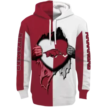 arkansas razorbacks heartbeat graphic red hoodie best selling