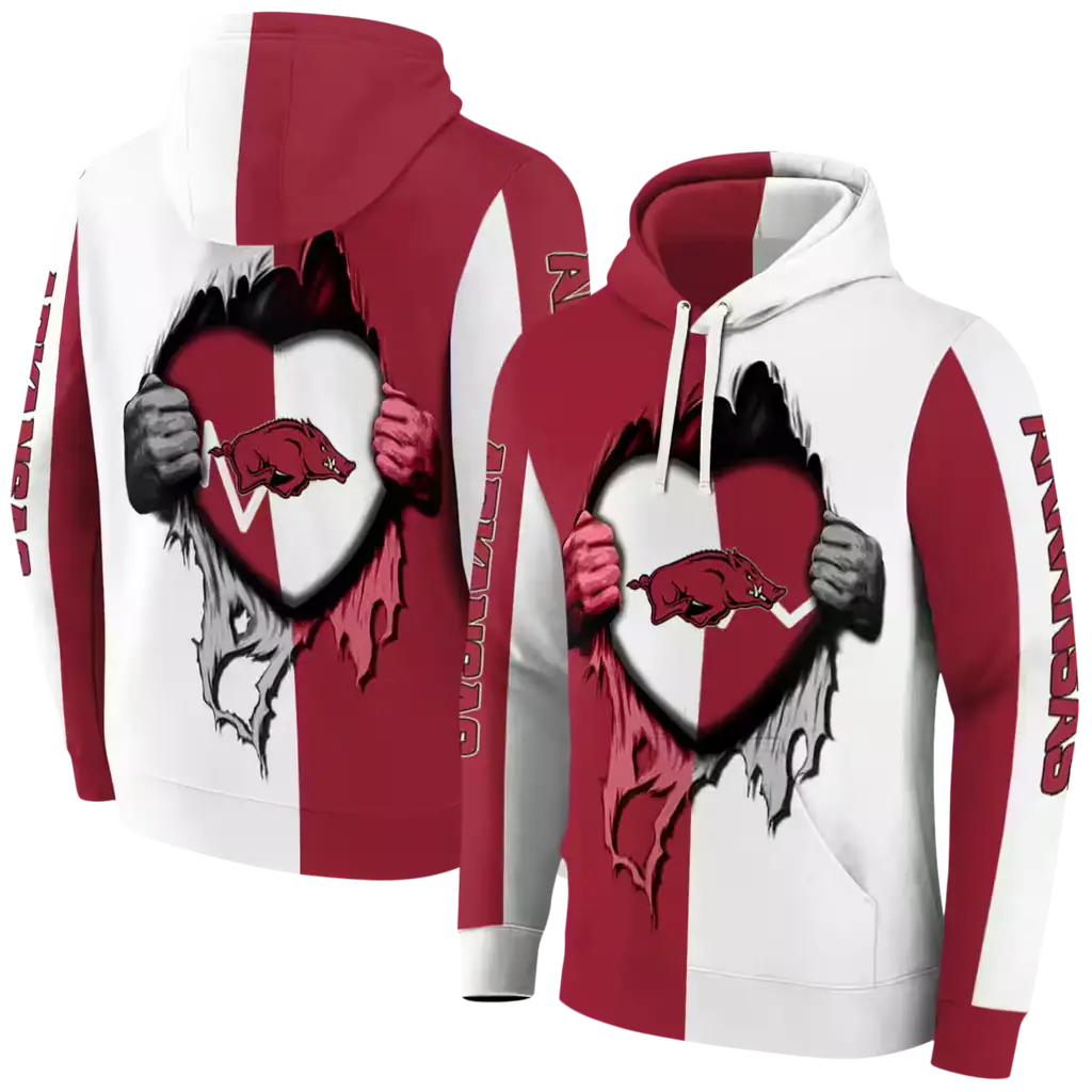arkansas razorbacks heartbeat graphic red hoodie fashion forward arkansas razorbacks heartbeat graphic red hoodie fashion forward