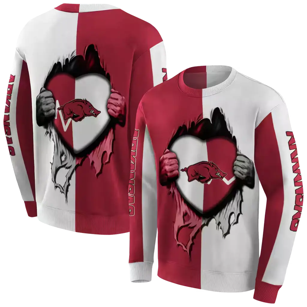 arkansas razorbacks heartbeat graphic red hoodie premium grade arkansas razorbacks heartbeat graphic red hoodie premium grade