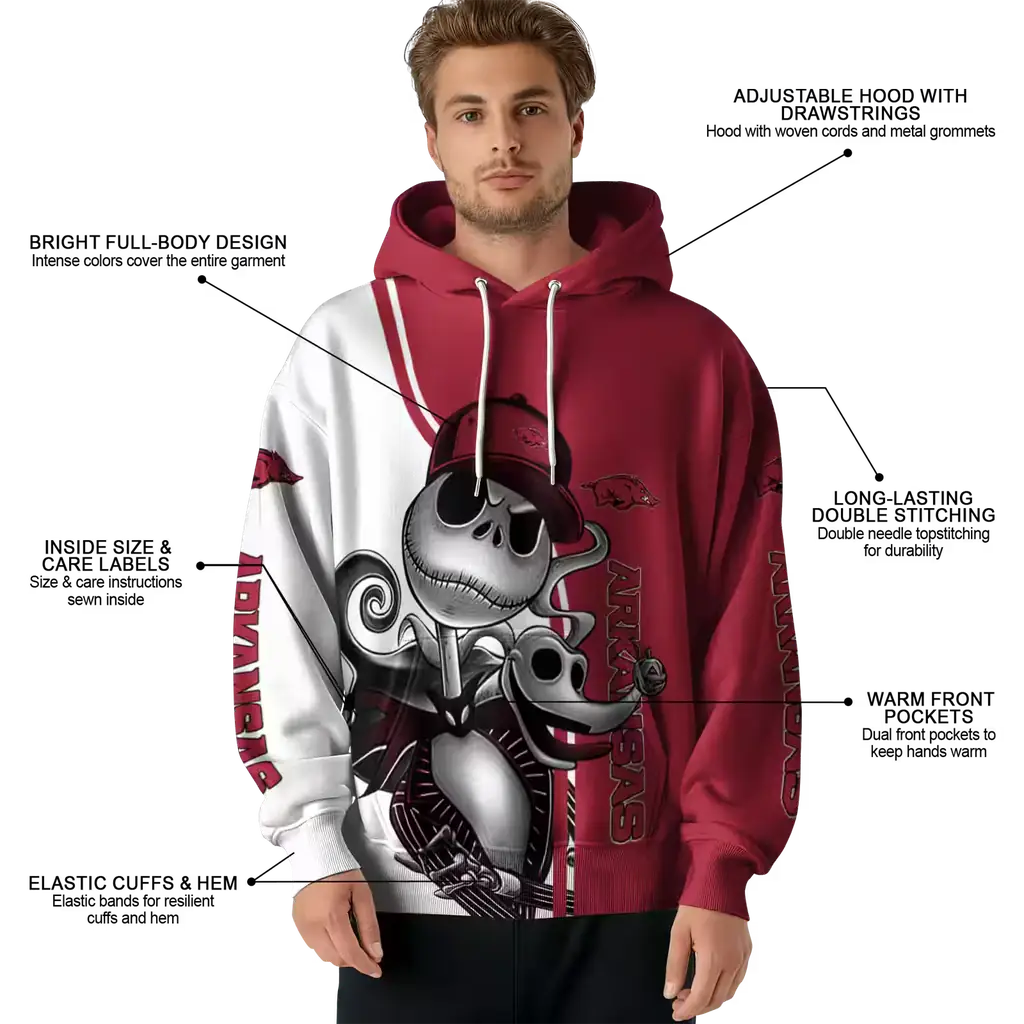 arkansas razorbacks jack skellington red hoodie latest model arkansas razorbacks jack skellington red hoodie latest model