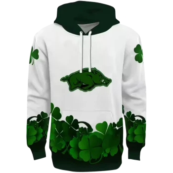 arkansas razorbacks lucky motif white green hoodie best selling