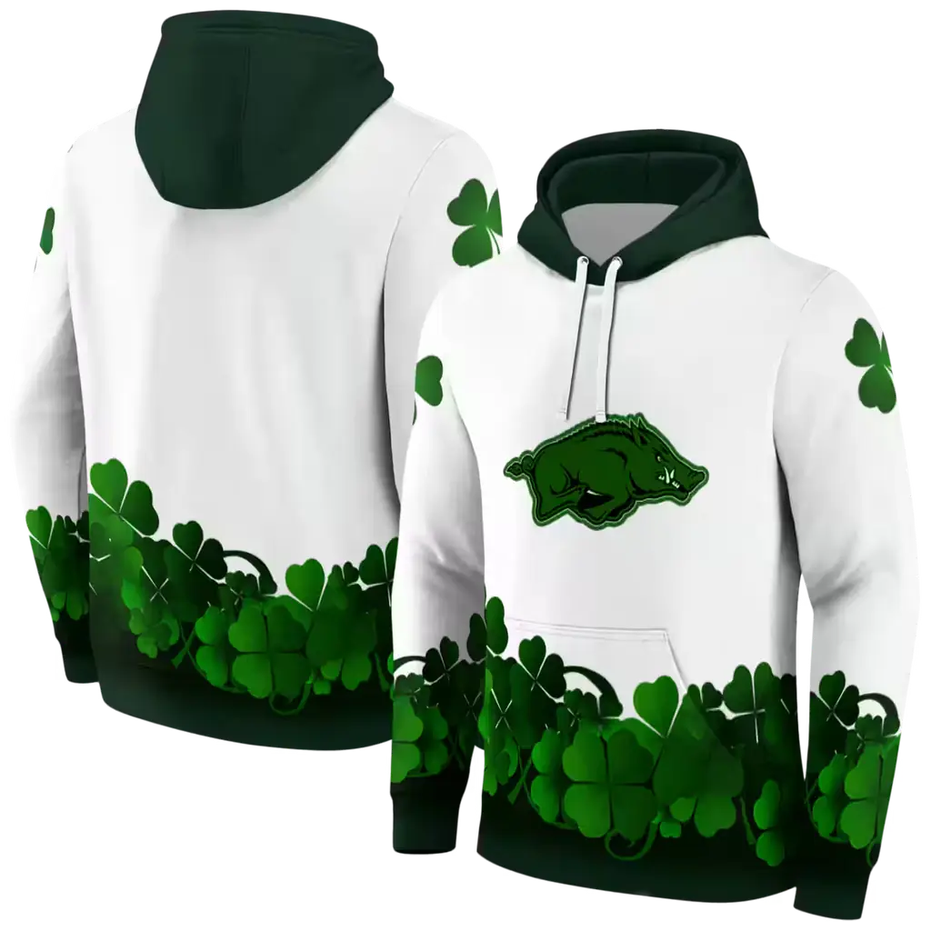 arkansas razorbacks lucky motif white green hoodie fashion forward arkansas razorbacks lucky motif white green hoodie fashion forward