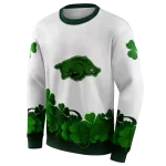 arkansas razorbacks lucky motif white green hoodie best selling