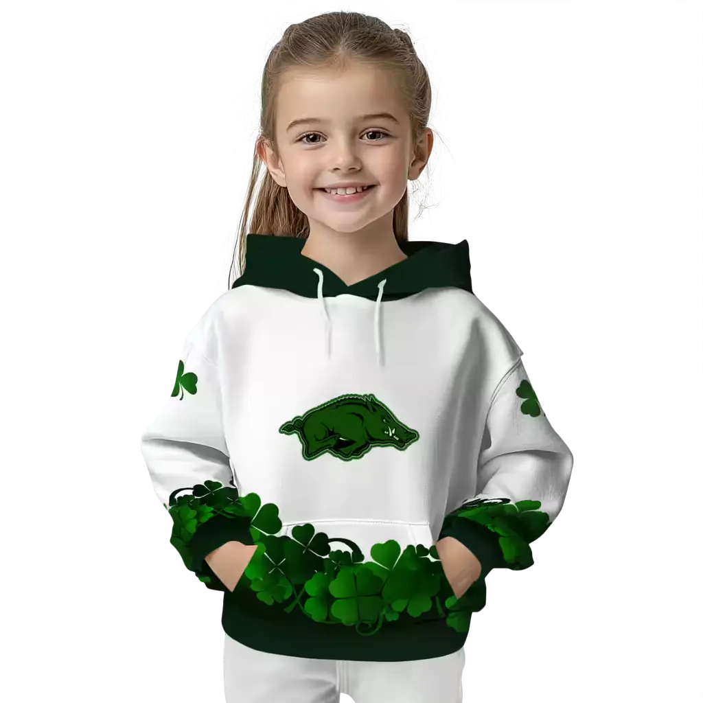 arkansas razorbacks lucky motif white green hoodie top rated arkansas razorbacks lucky motif white green hoodie top rated
