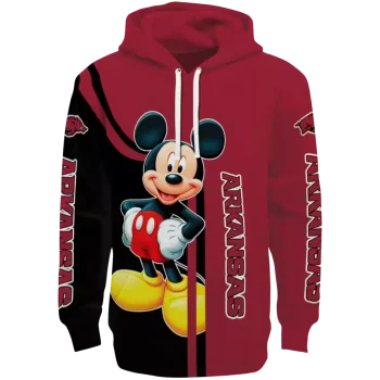 arkansas razorbacks mickey mouse red black hoodie best selling