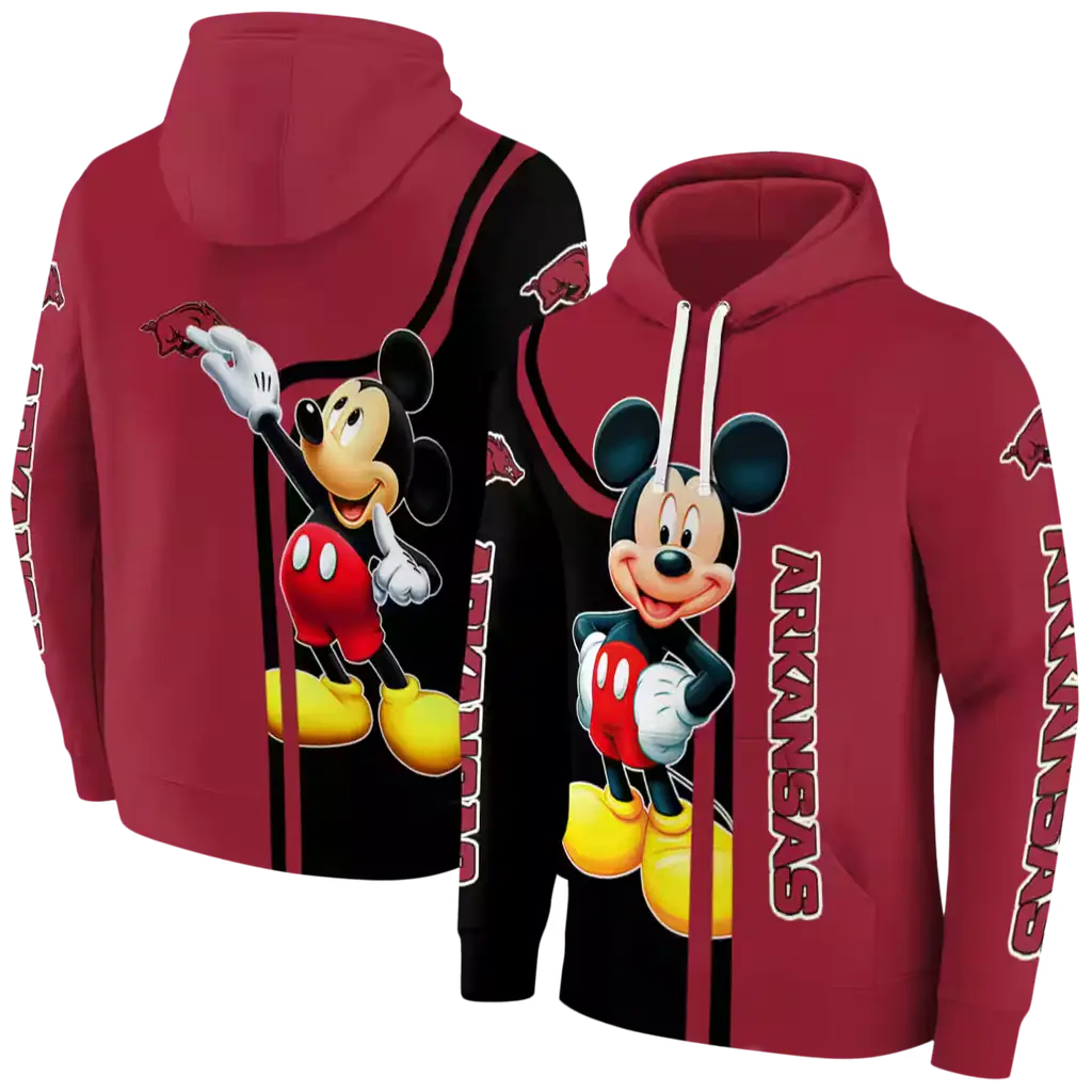 arkansas razorbacks mickey mouse red black hoodie fashion forward arkansas razorbacks mickey mouse red black hoodie fashion forward