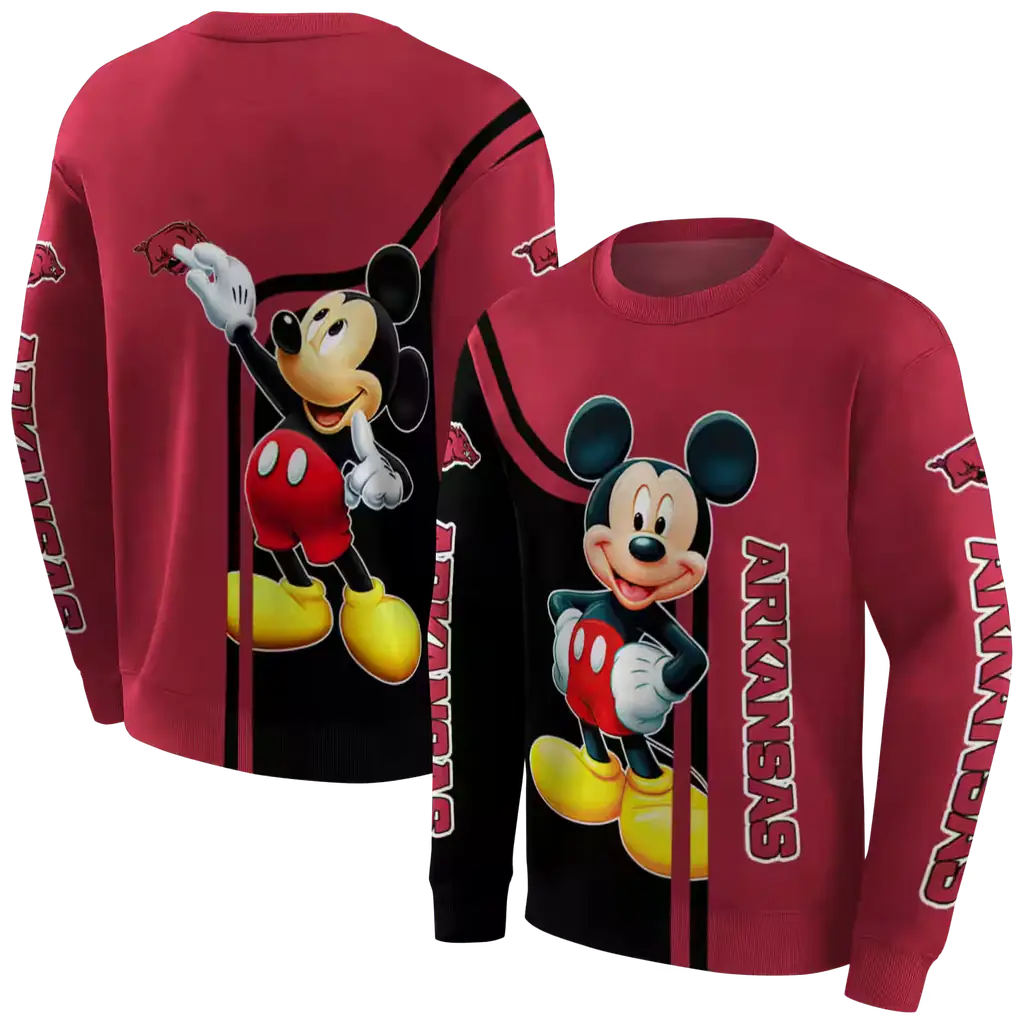 arkansas razorbacks mickey mouse red black hoodie premium grade arkansas razorbacks mickey mouse red black hoodie premium grade