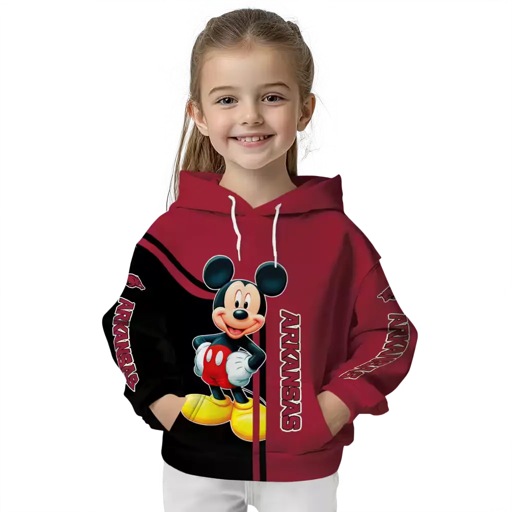 arkansas razorbacks mickey mouse red black hoodie top rated arkansas razorbacks mickey mouse red black hoodie top rated