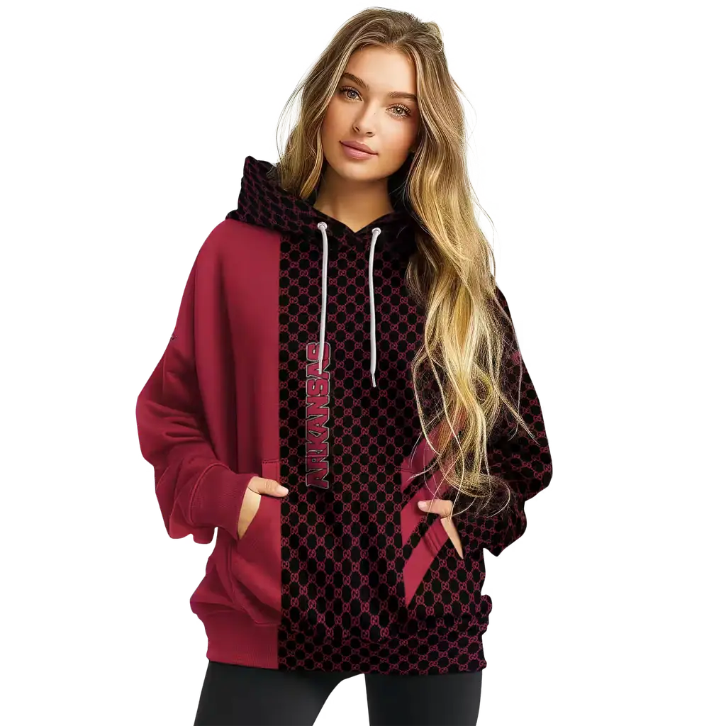 arkansas razorbacks monogram pattern red hoodie high quality arkansas razorbacks monogram pattern red hoodie high quality