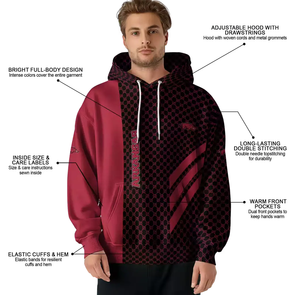 arkansas razorbacks monogram pattern red hoodie latest model arkansas razorbacks monogram pattern red hoodie latest model