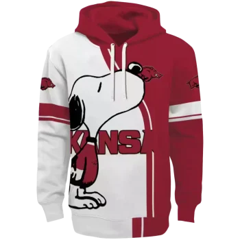 arkansas razorbacks playful snoopy red hoodie best selling
