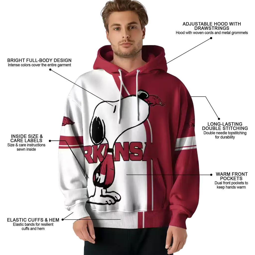 arkansas razorbacks playful snoopy red hoodie latest model arkansas razorbacks playful snoopy red hoodie latest model