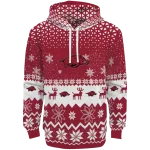 arkansas razorbacks reindeer motif red hoodie best selling