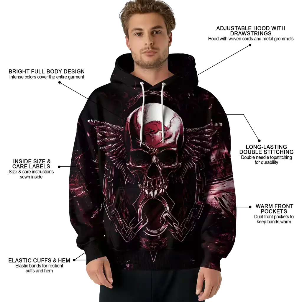 arkansas razorbacks skull artwork red black hoodie latest model arkansas razorbacks skull artwork red black hoodie latest model
