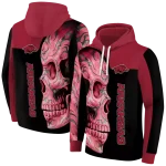 arkansas razorbacks skull motif red black hoodie best selling