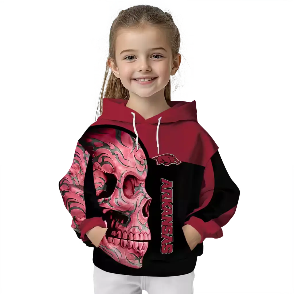 arkansas razorbacks skull motif red black hoodie top rated arkansas razorbacks skull motif red black hoodie top rated